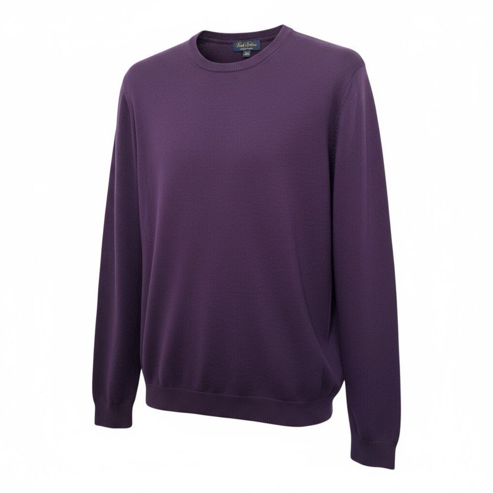 Brooks Brothers Sweater Mens XLarge Purple Saxxon Wool Crew Neck Career Casual - Picture 1 of 7